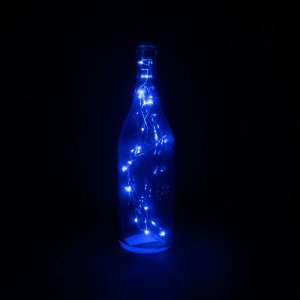 НИТЬ, 2 м. "Роса" "Бутылочная пробка" LED-20-4.5V, (LR44 3 шт в комплекте), СИНИЙ 