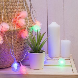 НИТЬ, 3 м, USB, с насад. "Ежики", Н.С. LED-20-5V, МУЛЬТИ 