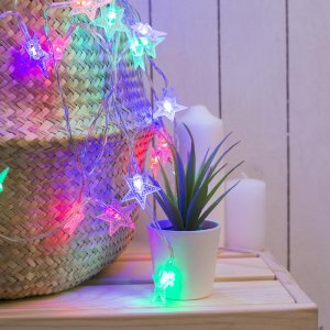 НИТЬ, 3 м, USB, с насад. "Звезды", Н.С. LED-20-5V, МУЛЬТИ 