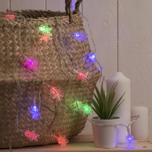 НИТЬ, 3 м, USB, с насад. "Снежинки малые", Н.С. LED-20-5V, МУЛЬТИ 