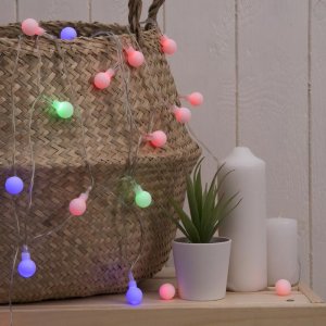 НИТЬ, 3 м, USB, с насад. "Шарики", Н.С. LED-20-5V, МУЛЬТИ 