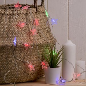 НИТЬ, 3 м, с насад. "Звезды", Н.С. LED-20-3,6V, (АА*3 шт.не в компл) МУЛЬТИ 