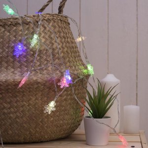 НИТЬ, 3 м, с насад. "Снежинки малые",Н.С.LED-20-3,6V,(АА* 3 шт.не в компл)МУЛЬТИ 