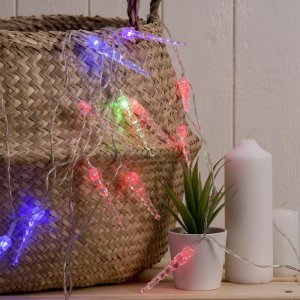 НИТЬ, 3 м, с насад. "Сосульки 7,5см",Н.С.LED-20-3,6V, (АА*3 шт.не в компл)МУЛЬТИ 