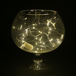 НИТЬ, 3 м. "Роса", LED-30-6V, (LR2032 2 шт.в комплекте), 1 режим, ЖЕЛТЫЙ 