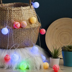 НИТЬ, 4м. с насад. “Шарики цветные”, Н.С. LED-20-220V, 8 режимов, МУЛЬТИ 