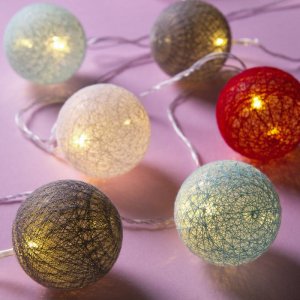 НИТЬ, 5м, с насад. "Клубки КРАСНО-ГОЛУБЫХ ниток 6 см", LED-20-220V, фиксинг, Т/БЕЛЫЙ 