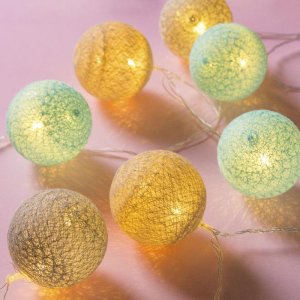 НИТЬ, 5м, с насад. "Клубки СЕРО-ГОЛУБЫХ ниток 6 см", LED-20-220V, фиксинг, Т/БЕЛЫЙ 