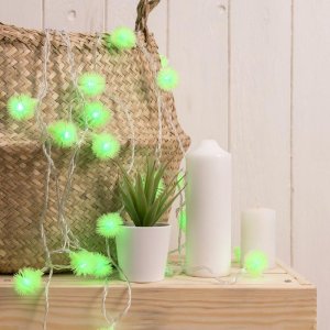 НИТЬ, 5м. с насад. “Ежики Зеленые”, Н.С. LED-30-220V, 8 режимов, ЗЕЛЕНЫЙ 