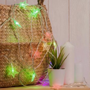 НИТЬ, 5м. с насад. “Звезда в крапинку”, Н.С. LED-20-220V,моргает, МУЛЬТИ 
