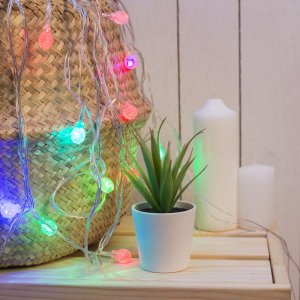 НИТЬ, 5м. с насад. “Мини фонарик”, Н.С. LED-20-220V, моргает, МУЛЬТИ 
