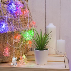 НИТЬ, 5м. с насад. “Мишка”, Н.С. LED-20-220V, моргает, МУЛЬТИ 