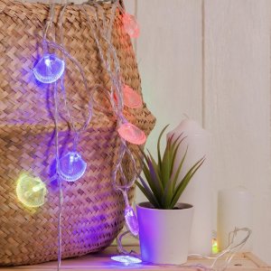 НИТЬ, 5м. с насад. “Ракушки”, Н.С. LED-20-220V,моргает,МУЛЬТИ 