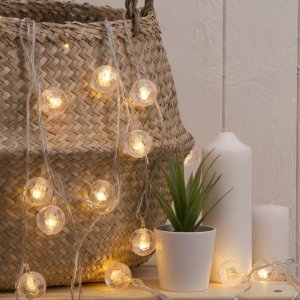 НИТЬ, 5м. с насад. “Футбольный мяч”, Н.С. LED-30-220V, 8 режимов, ТЕПЛО-БЕЛЫЙ 