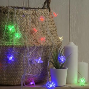 НИТЬ, 5м. с насад. “Цветочки”, Н.С. LED-20-220V, моргает, МУЛЬТИ 