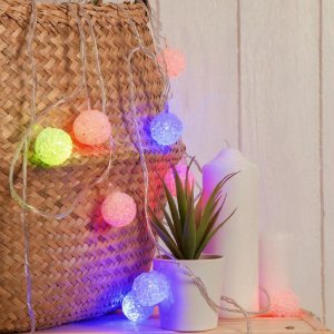 НИТЬ, 5м. с насад. “Шарики акриловые”, Н.С. LED-20-220V, моргает, МУЛЬТИ 