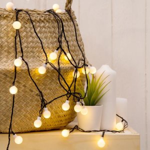 НИТЬ, 5м. с насад. “Шарики Белые”, Н.Т. LED-30-220V, 8 режимов, Т/БЕЛЫЙ 