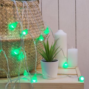 НИТЬ, 5м. с насад. “Шарики Зеленые”, Н.С. LED-30-220V, 8 режимов, ЗЕЛЕНЫЙ 