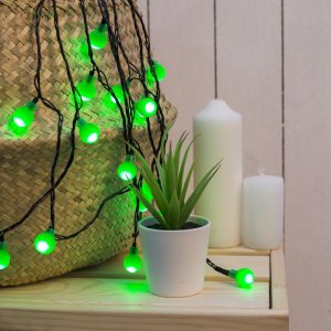 НИТЬ, 5м. с насад. “Шарики Зеленые”, Н.Т. LED-30-220V, 8 режимов, ЗЕЛЕНЫЙ 