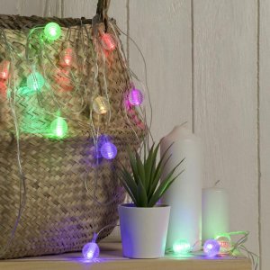НИТЬ, 5м. с насад. “Шарики льда”, Н.С.LED-20-220V,моргает, МУЛЬТИ 