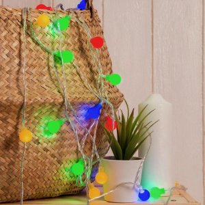 НИТЬ, 5м. с насад. “Шарики Цветные”, Н.С. LED-30-220V, 8 режимов, МУЛЬТИ 