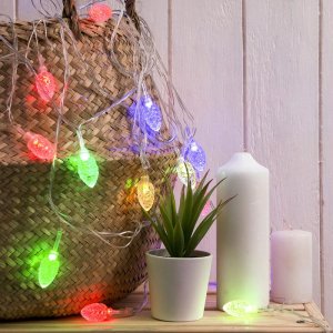 НИТЬ, 5м. с насад. “Шишка большая”, Н.С. LED-20-220V, моргает, МУЛЬТИ 