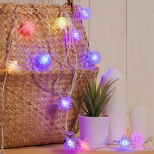НИТЬ, 5м. с насад. “Шишки 3D”, Н.С. LED-20-220V, моргает, МУЛЬТИ 