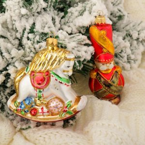 Набор новогодних игрушек Солдат, Лошадка-качалка 