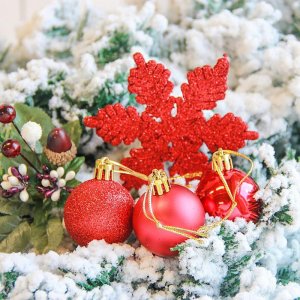Ёлочные игрушки Красная снежинка (набор 24 шт.) 