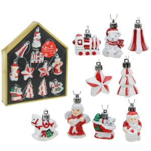 Ёлочные игрушки Новогоднее ассорти красно-белое (набор 12 шт.) 