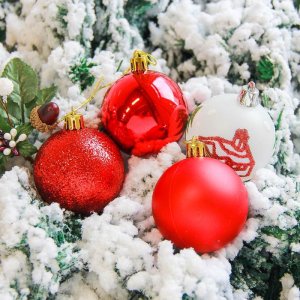 Новогодние шары Кьюзо (набор 12 шт.), красные 