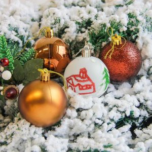 Новогодние шары Кьюзо (набор 12 шт.), шоколад 