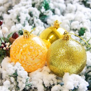 Новогодние шары Фрэско (набор 12 шт.), золотые 