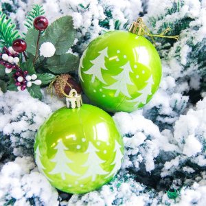 Новогодние шары Ёлочки (набор 2 шт.), зелёные 