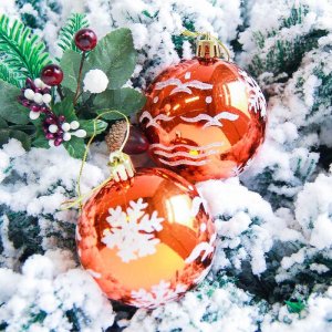 Новогодние шары Снегопад (набор 2 шт.), оранжевые 
