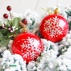 Новогодние шары Капель (набор 2 шт.), снежинка, красные 