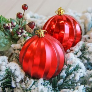 Новогодние шары Пралине (набор 6 шт.), красные 