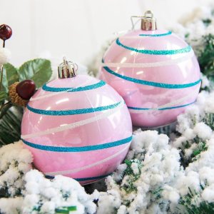 Новогодние шары Орион (набор 6 шт.), розовые 