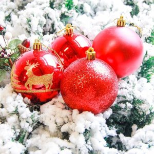 Новогодние шары Ёлочки (набор 6 шт.), красные 