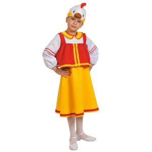 Карнавальный костюм "Курочка Ряба", маска, блузка, юбка, рост 98-128 см 