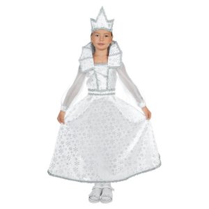 Карнавальный костюм "Снежная королева", платье, корона, р-р 28, рост 98-104 см