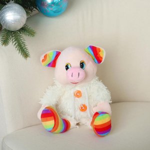 Мягкая игрушка "Свинюшка с капюшоном в цветных гольфиках" 21 см 