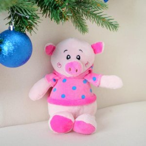 Мягкая игрушка "Хрюшка в кофточке в горошек" 14 см 