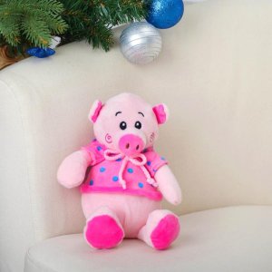 Мягкая игрушка "Хрюшка в кофточке в горошек" 17 см 