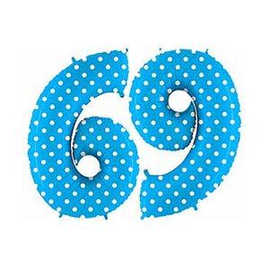 Шар фольгированный 40" "Цифра 6/9", горошек на голубом