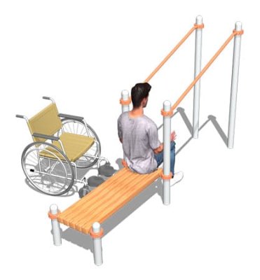 Брусья в подъем со скамьей (для колясочников) ВА086Z галерея 1