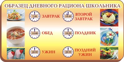 Стенд "Образец дневного рациона школьника"