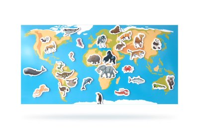 Комплект Карта мира с животными (магнитная доска и комплект магнитов) 40415 галерея 3