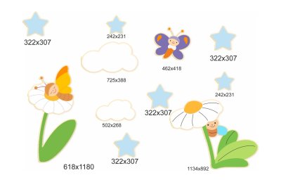 Комплект декораций для спальни "Бабочки" на 2 стены 50395 галерея 2