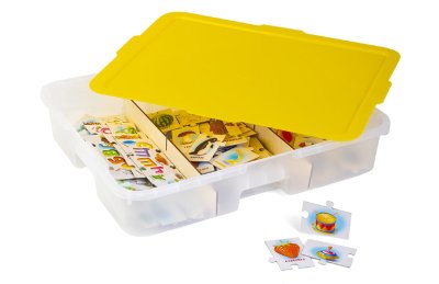 Комплект логических игр Буквы, цифры и цвета / 3 комплекта в системе хранения Игротека 7225рос галерея 1